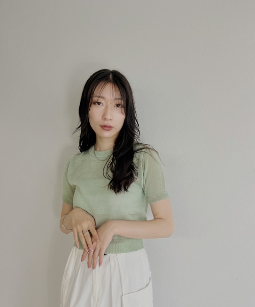 ISOOK(アイスー)の「【ZOZO限定】Back open sheer summer knit / バックオープンシアーサマーニット(ニット/セーター・レディース・ライトベージュ/ミント・FREE)」の11枚目の写真