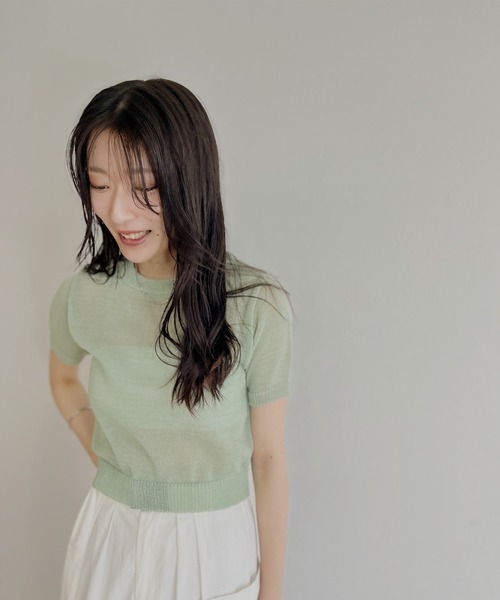 ISOOK(アイスー)の「【ZOZO限定】Back open sheer summer knit / バックオープンシアーサマーニット(ニット/セーター・レディース・ライトベージュ/ミント・FREE)」の22枚目の写真
