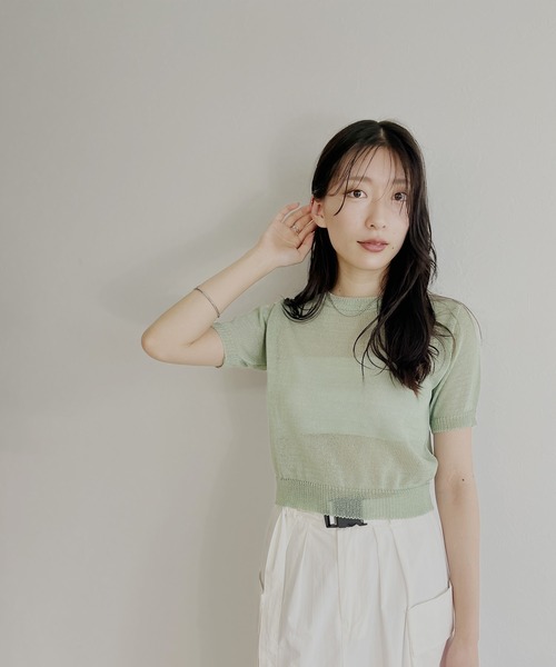 ISOOK(アイスー)の「【ZOZO限定】Back open sheer summer knit / バックオープンシアーサマーニット(ニット/セーター・レディース・ライトベージュ/ミント・FREE)」の20枚目の写真