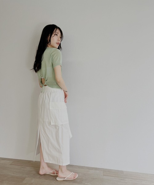 ISOOK(アイスー)の「【ZOZO限定】Back open sheer summer knit / バックオープンシアーサマーニット(ニット/セーター・レディース・ライトベージュ/ミント・FREE)」の17枚目の写真