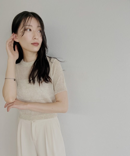 ISOOK(アイスー)の「【ZOZO限定】Back open sheer summer knit / バックオープンシアーサマーニット(ニット/セーター・レディース・ライトベージュ/ミント・FREE)」の9枚目の写真