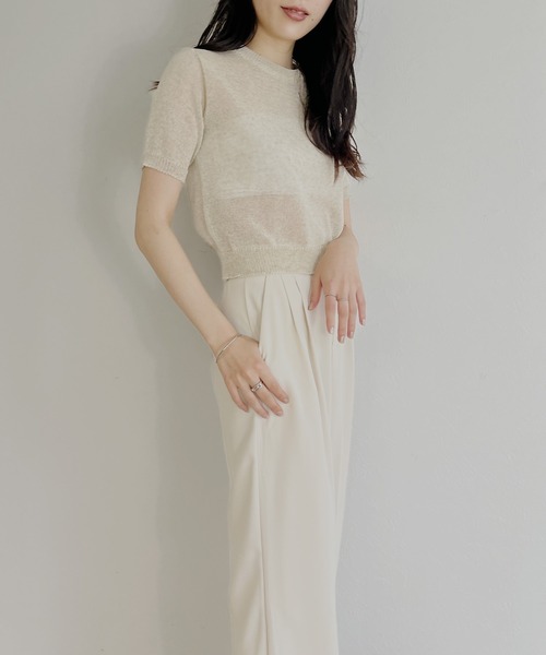 ISOOK(アイスー)の「【ZOZO限定】Back open sheer summer knit / バックオープンシアーサマーニット(ニット/セーター・レディース・ライトベージュ/ミント・FREE)」の12枚目の写真