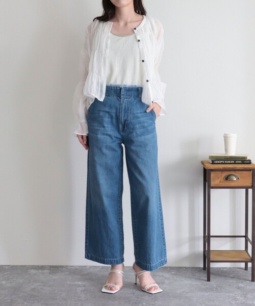 fredy emue(フレディエミュ)の「ライトオンスデニムセミワイドパンツ(デニムパンツ・レディース・ネイビー/ブルー・34/36/38)」の22枚目の写真