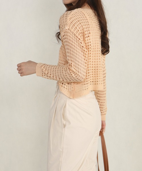 Mayree（メイリー）の「【AURORIA】メッシュサマーニットセット（Tシャツ/カットソー・レディース・ホワイト/ブラック/ライトブルー/ネイビー/ベージュ/オレンジ・FREE）」の15枚目の写真
