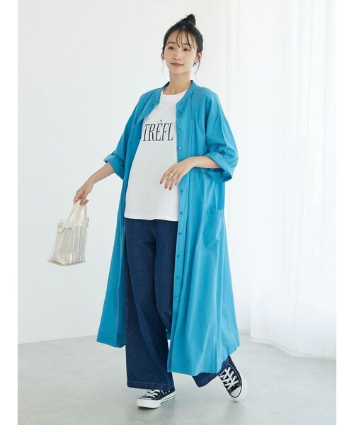 CRAFT STANDARD BOUTIQUE(クラフトスタンダードブティック)の「インドコットン 6分袖丈ハシゴレースワンピース(ワンピース・レディース・チャコールグレー/ブルー/アイボリー・FREE)」の7枚目の写真