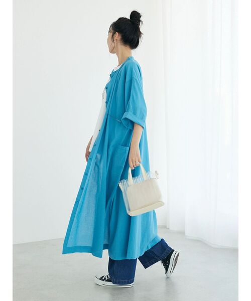 CRAFT STANDARD BOUTIQUE(クラフトスタンダードブティック)の「インドコットン 6分袖丈ハシゴレースワンピース(ワンピース・レディース・チャコールグレー/ブルー/アイボリー・FREE)」の8枚目の写真