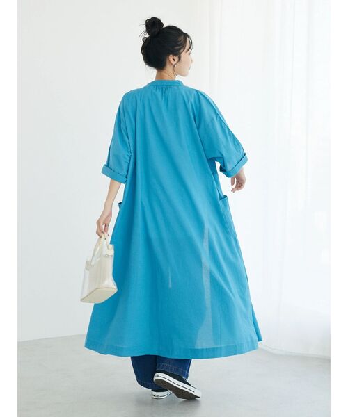 CRAFT STANDARD BOUTIQUE(クラフトスタンダードブティック)の「インドコットン 6分袖丈ハシゴレースワンピース(ワンピース・レディース・チャコールグレー/ブルー/アイボリー・FREE)」の9枚目の写真