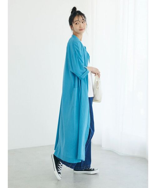 CRAFT STANDARD BOUTIQUE(クラフトスタンダードブティック)の「インドコットン 6分袖丈ハシゴレースワンピース(ワンピース・レディース・チャコールグレー/ブルー/アイボリー・FREE)」の10枚目の写真