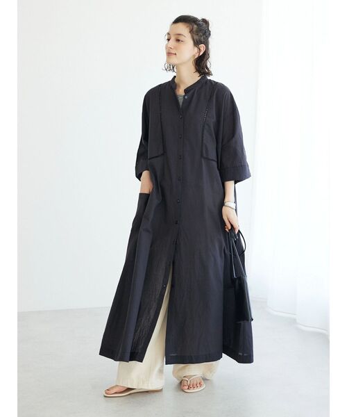 CRAFT STANDARD BOUTIQUE(クラフトスタンダードブティック)の「インドコットン 6分袖丈ハシゴレースワンピース(ワンピース・レディース・チャコールグレー/ブルー/アイボリー・FREE)」の19枚目の写真