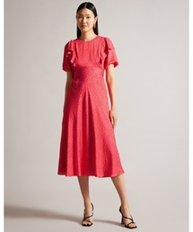 テッドベイカー パフスリーブドレス Amanda Kloots着用】Ted Baker テッドベイカー ベルト付き