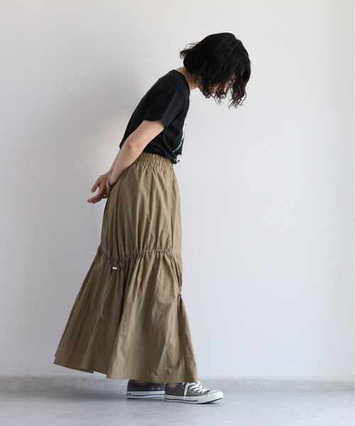 cepo（セポ）の「シャーリングドロストスカート　セットアップ可能（スカート・レディース・オリーブ/ブラック・M）」の8枚目の写真