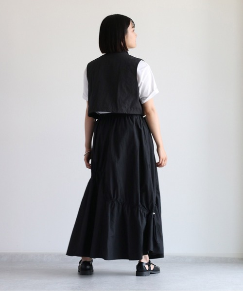 cepo（セポ）の「シャーリングドロストスカート　セットアップ可能（スカート・レディース・オリーブ/ブラック・M）」の5枚目の写真