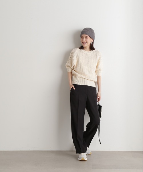 N.（N. Natural Beauty Basic）（エヌエヌナチュラルビューティーベーシック）の「◆ポコポコ編みニット（ニット/セーター・レディース・ホワイト/ネイビー/イエロー/オレンジ・MEDIUM）」の13枚目の写真