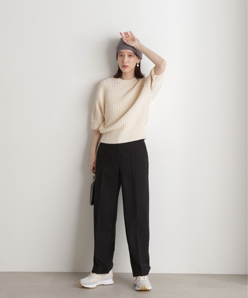 N.（N. Natural Beauty Basic）（エヌエヌナチュラルビューティーベーシック）の「◆ポコポコ編みニット（ニット/セーター・レディース・ホワイト/ネイビー/イエロー/オレンジ・MEDIUM）」の9枚目の写真