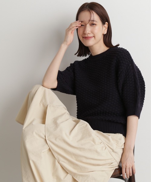 N.（N. Natural Beauty Basic）（エヌエヌナチュラルビューティーベーシック）の「◆ポコポコ編みニット（ニット/セーター・レディース・ホワイト/ネイビー/イエロー/オレンジ・MEDIUM）」の21枚目の写真