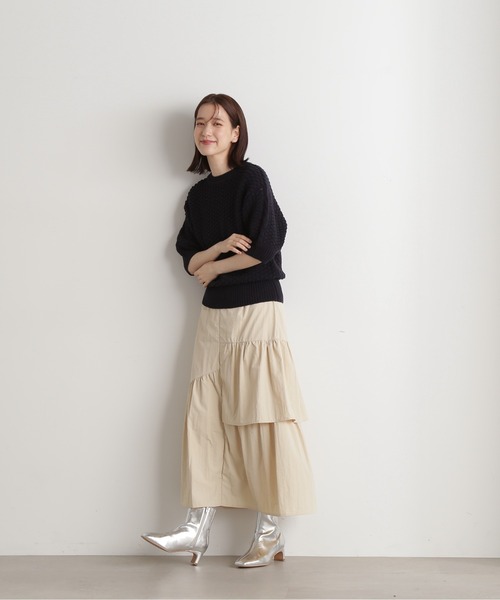 N.（N. Natural Beauty Basic）（エヌエヌナチュラルビューティーベーシック）の「◆ポコポコ編みニット（ニット/セーター・レディース・ホワイト/ネイビー/イエロー/オレンジ・MEDIUM）」の17枚目の写真