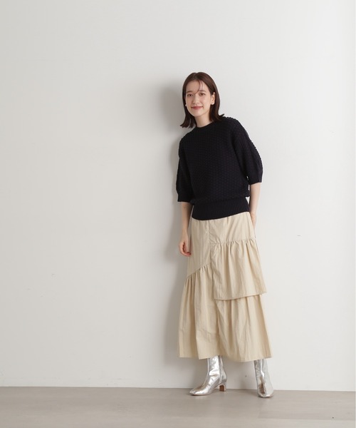 N.（N. Natural Beauty Basic）（エヌエヌナチュラルビューティーベーシック）の「◆ポコポコ編みニット（ニット/セーター・レディース・ホワイト/ネイビー/イエロー/オレンジ・MEDIUM）」の10枚目の写真