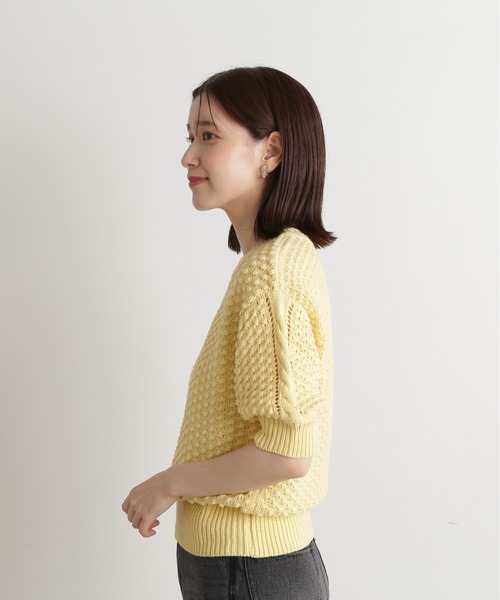 N.（N. Natural Beauty Basic）（エヌエヌナチュラルビューティーベーシック）の「◆ポコポコ編みニット（ニット/セーター・レディース・ホワイト/ネイビー/イエロー/オレンジ・MEDIUM）」の15枚目の写真