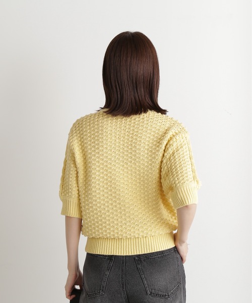 N.（N. Natural Beauty Basic）（エヌエヌナチュラルビューティーベーシック）の「◆ポコポコ編みニット（ニット/セーター・レディース・ホワイト/ネイビー/イエロー/オレンジ・MEDIUM）」の11枚目の写真