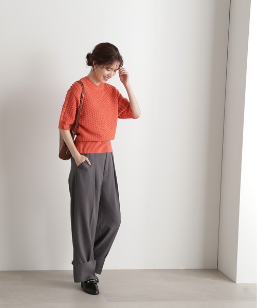 N.（N. Natural Beauty Basic）（エヌエヌナチュラルビューティーベーシック）の「◆ポコポコ編みニット（ニット/セーター・レディース・ホワイト/ネイビー/イエロー/オレンジ・MEDIUM）」の19枚目の写真