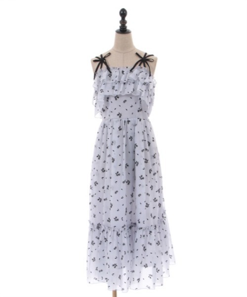 axes femme POETIQUE(アクシーズファムポエティック)の「フロッキープリントジャンスカ(ジャンパースカート・レディース・ブラック/ピンク/サックスブルー・MEDIUM)」の5枚目の写真