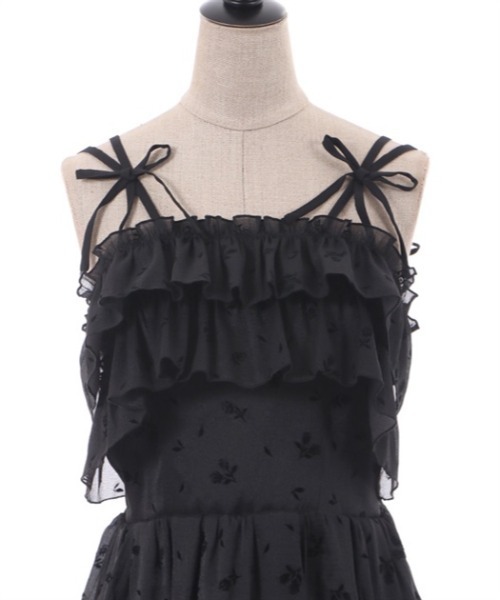 axes femme POETIQUE(アクシーズファムポエティック)の「フロッキープリントジャンスカ(ジャンパースカート・レディース・ブラック/ピンク/サックスブルー・MEDIUM)」の18枚目の写真
