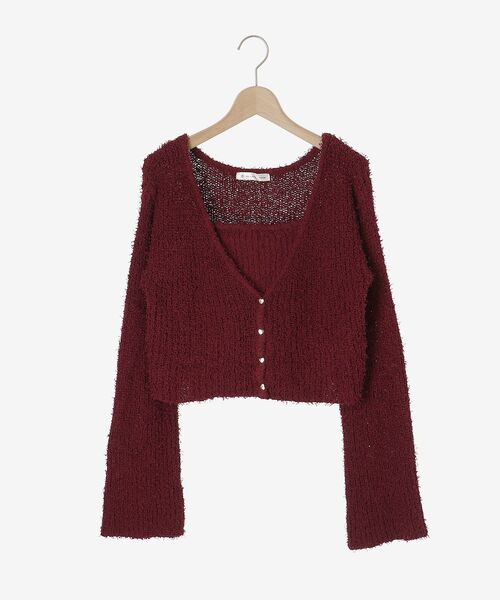 MAJESTIC LEGON（マジェスティックレゴン）の「ハートボタンカーディガン&キャミセット（ニット/セーター・レディース・ボルドー/ピンク/ブルー/チャコールグレー/アイボリー・MEDIUM）」の16枚目の写真