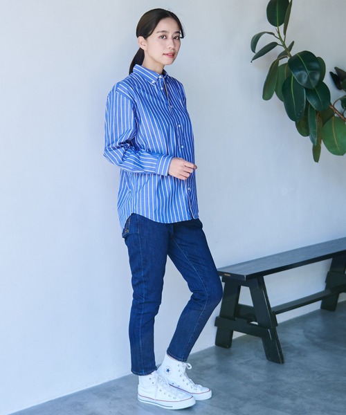 Arnold Palmer(アーノルドパーマー)の「ストライプ リラックス シェア シャツ(シャツ/ブラウス・レディース・ブルー/ベージュ/レッド・S/M/L/LL/XS)」の21枚目の写真