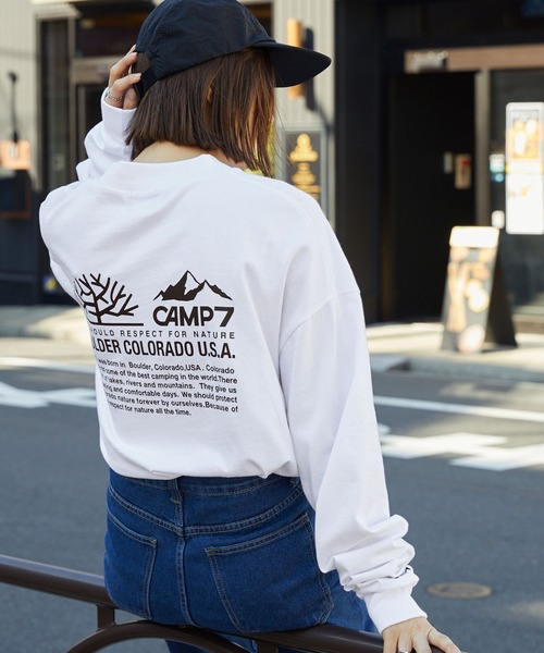 CAMP7（キャンプセブン）の「【CAMP7】ロゴデザインモックネック長袖Tシャツ / 抗菌・防臭（Tシャツ/カットソー・メンズ・ホワイト/ブラック・XL/L/M）」の7枚目の写真