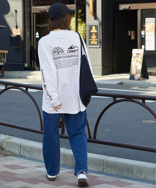 CAMP7（キャンプセブン）の「【CAMP7】ロゴデザインモックネック長袖Tシャツ / 抗菌・防臭（Tシャツ/カットソー・メンズ・ホワイト/ブラック・XL/L/M）」の11枚目の写真