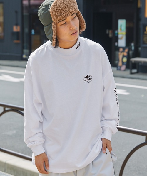 CAMP7（キャンプセブン）の「【CAMP7】ロゴデザインモックネック長袖Tシャツ / 抗菌・防臭（Tシャツ/カットソー・メンズ・ホワイト/ブラック・XL/L/M）」の15枚目の写真