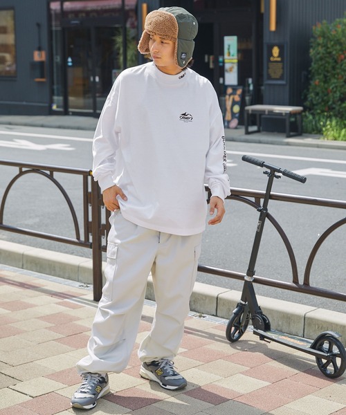 CAMP7（キャンプセブン）の「【CAMP7】ロゴデザインモックネック長袖Tシャツ / 抗菌・防臭（Tシャツ/カットソー・メンズ・ホワイト/ブラック・XL/L/M）」の17枚目の写真