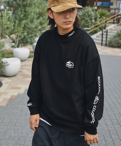 CAMP7（キャンプセブン）の「【CAMP7】ロゴデザインモックネック長袖Tシャツ / 抗菌・防臭（Tシャツ/カットソー・メンズ・ホワイト/ブラック・XL/L/M）」の21枚目の写真