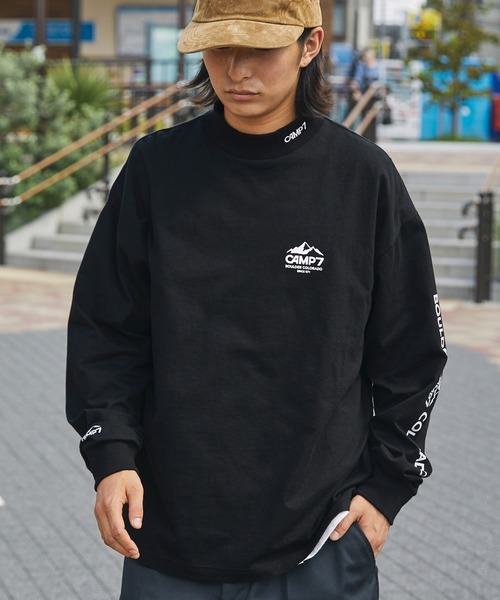 CAMP7（キャンプセブン）の「【CAMP7】ロゴデザインモックネック長袖Tシャツ / 抗菌・防臭（Tシャツ/カットソー・メンズ・ホワイト/ブラック・XL/L/M）」の22枚目の写真