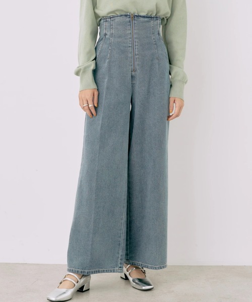 earth music&ecology(アースミュージックアンドエコロジー)の「フロントジップデニムパンツ(デニムパンツ・レディース・インディゴブルー/ブルー系その他・S/M)」の2枚目の写真