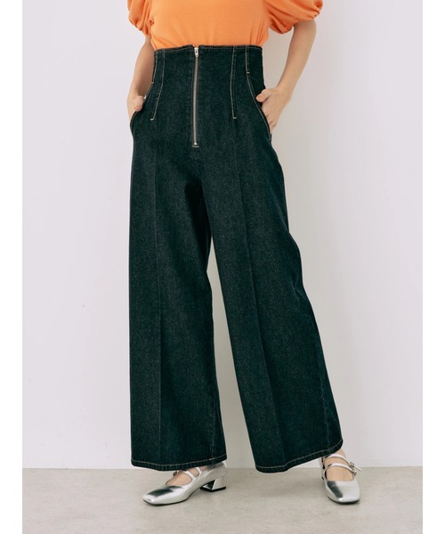 earth music&ecology(アースミュージックアンドエコロジー)の「フロントジップデニムパンツ(デニムパンツ・レディース・インディゴブルー/ブルー系その他・S/M)」の3枚目の写真