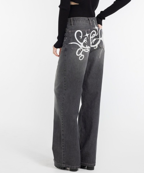 DURAS（デュラス）の「オリジナルバックプリントワイドデニム（デニムパンツ・レディース・グレー/インディゴブルー・S/M）」の15枚目の写真