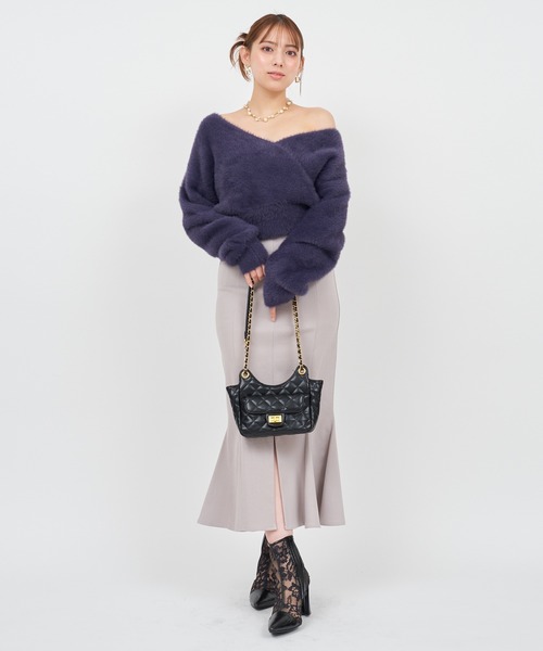 ROYAL PARTY(ロイヤルパーティー)の「カシュクールシャギーニットトップス(ニット/セーター・レディース・ピンク/オフホワイト/ネイビー/ベージュ・FREE)」の21枚目の写真