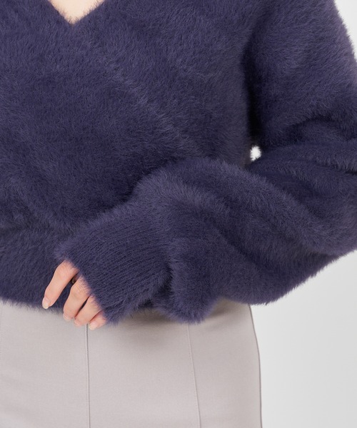 ROYAL PARTY(ロイヤルパーティー)の「カシュクールシャギーニットトップス(ニット/セーター・レディース・ピンク/オフホワイト/ネイビー/ベージュ・FREE)」の16枚目の写真