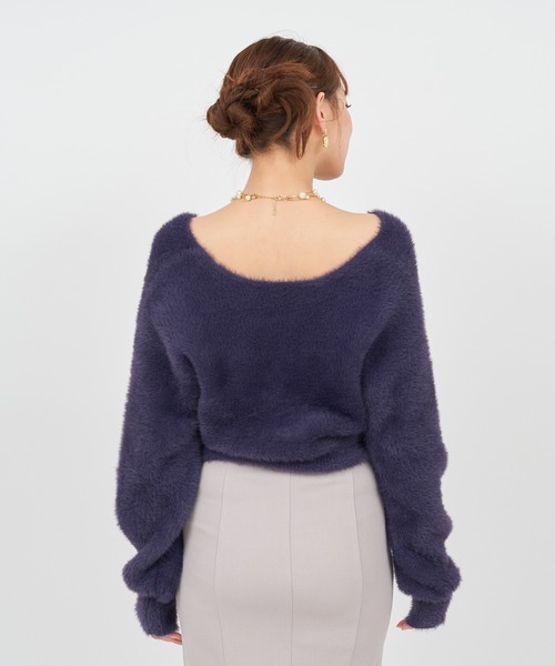 ROYAL PARTY(ロイヤルパーティー)の「カシュクールシャギーニットトップス(ニット/セーター・レディース・ピンク/オフホワイト/ネイビー/ベージュ・FREE)」の19枚目の写真