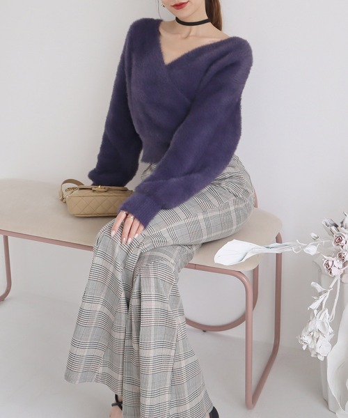 ROYAL PARTY(ロイヤルパーティー)の「カシュクールシャギーニットトップス(ニット/セーター・レディース・ピンク/オフホワイト/ネイビー/ベージュ・FREE)」の13枚目の写真