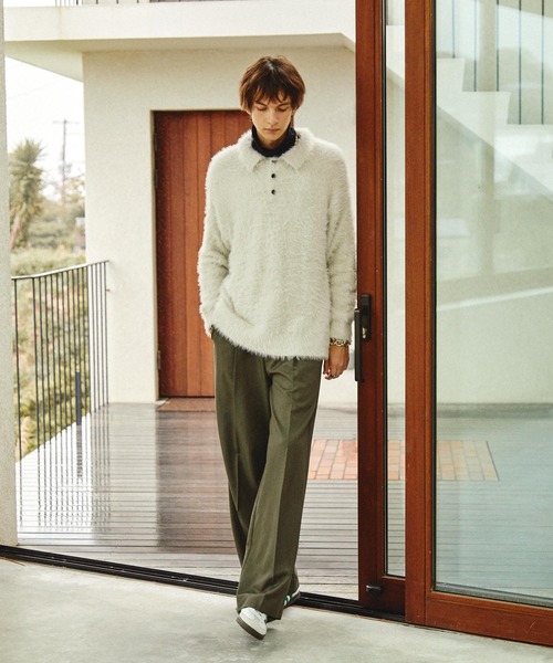 EMMA CLOTHES(エマクローズ)の「ルーズシャギーポロシャツ EMMA CLOTHES(ニット/セーター・メンズ・ブラック/チャコール/レッド/アイボリー/モカ/ダークグレー/ブルー・L/M)」の13枚目の写真