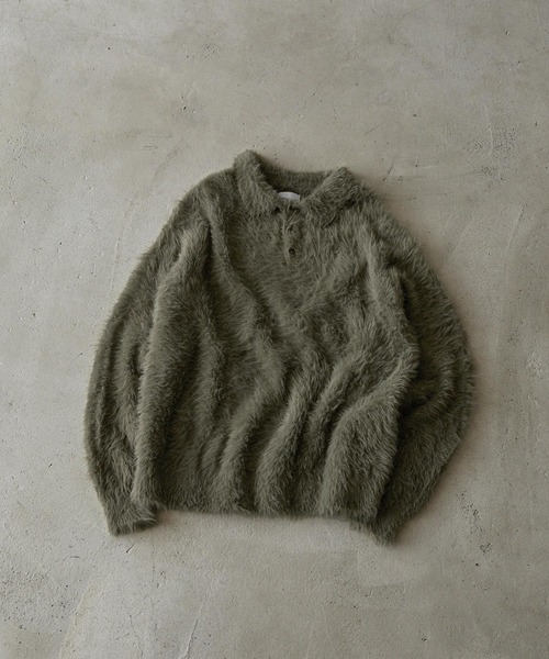 EMMA CLOTHES(エマクローズ)の「ルーズシャギーポロシャツ EMMA CLOTHES(ニット/セーター・メンズ・ブラック/チャコール/レッド/アイボリー/モカ/ダークグレー/ブルー・L/M)」の19枚目の写真