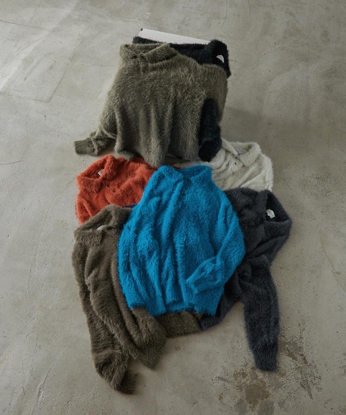 EMMA CLOTHES(エマクローズ)の「ルーズシャギーポロシャツ EMMA CLOTHES(ニット/セーター・メンズ・ブラック/チャコール/レッド/アイボリー/モカ/ダークグレー/ブルー・L/M)」の17枚目の写真