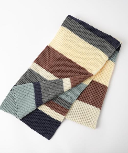 coen（コーエン）の「マルチカラーボーダーマフラー（ストール/ショール・レディース・レッド/ネイビー・FREE）」の4枚目の写真