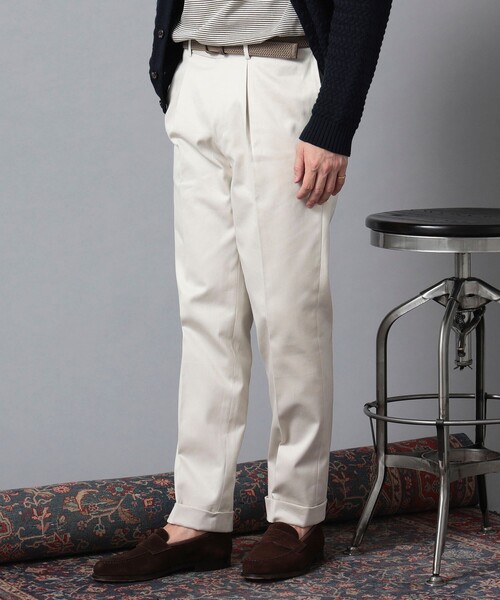 BEAMS Fの1プリーツ スラックス パンツ グレー(春夏用) BEAMS F パンツ EXCLUSIVE FABRIC ウール フレスコ 1プリーツ