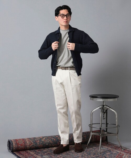 BEAMS Fの1プリーツ スラックス パンツ グレー(春夏用) BEAMS F（ビームスF）MARLANE ウール ツイル 1プリーツ