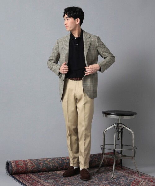 BEAMS Fの1プリーツ スラックス パンツ グレー(春夏用) BEAMS F（ビームスF）MARLANE ウール ツイル 1プリーツ