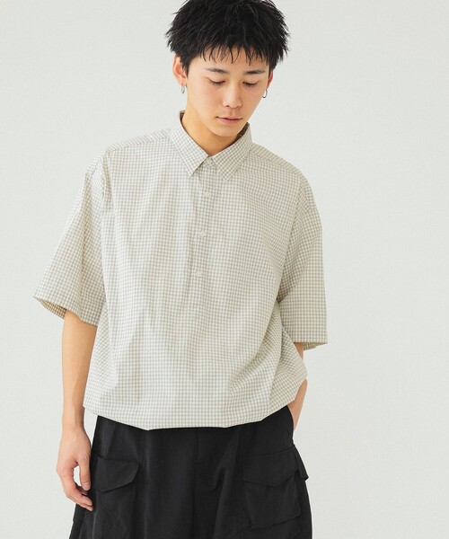 BEAMS（ビームス）の「BEAMS / ミニチェック プルオーバー シャツ（シャツ/ブラウス・メンズ・オフホワイト/ブラック・S/M/L/XL）」の9枚目の写真
