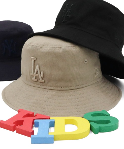 NEW ERA（ニューエラ）の「ニューエラキッズ バケットハット MLB トナルカラー（ハット・キッズ・ネイビー/ブラック/ベージュ・S/M/L/XL/M/L）」の3枚目の写真